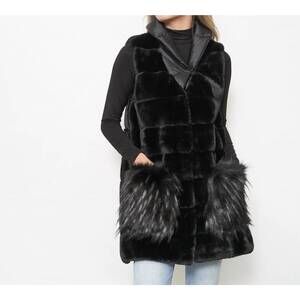 NEW FURIOUS FUR beatrice fur vest in black